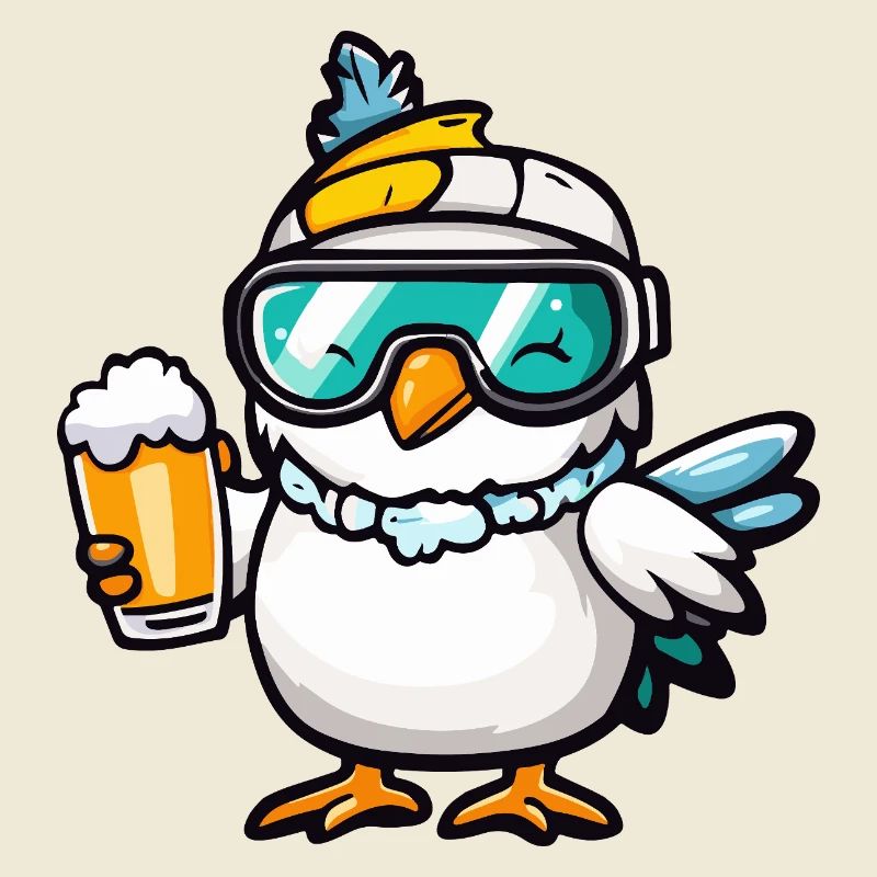 Taube Vogel Apres Ski Bier Comic