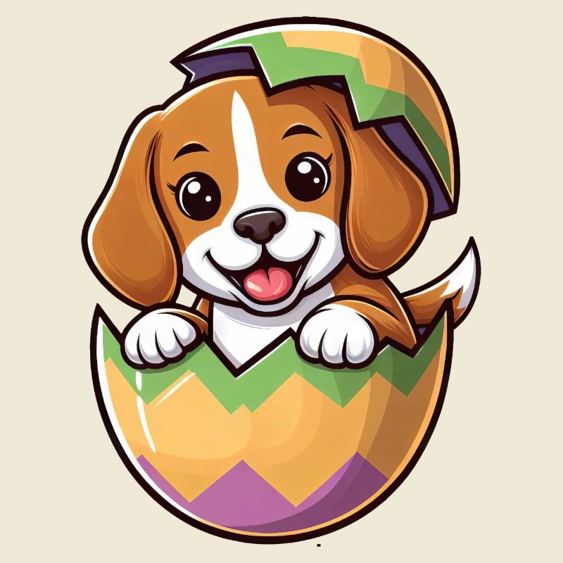 Oeuf de Pâques coloré avec conception de Beagle à éclosion