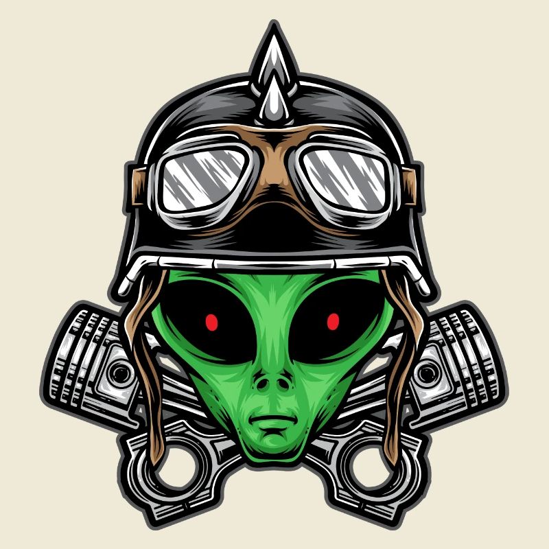Alien Biker Head Illustration