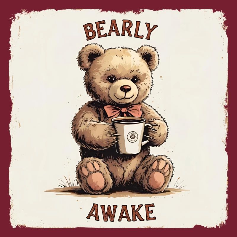Bearly Awake – Retro Teddy mit Kaffee
