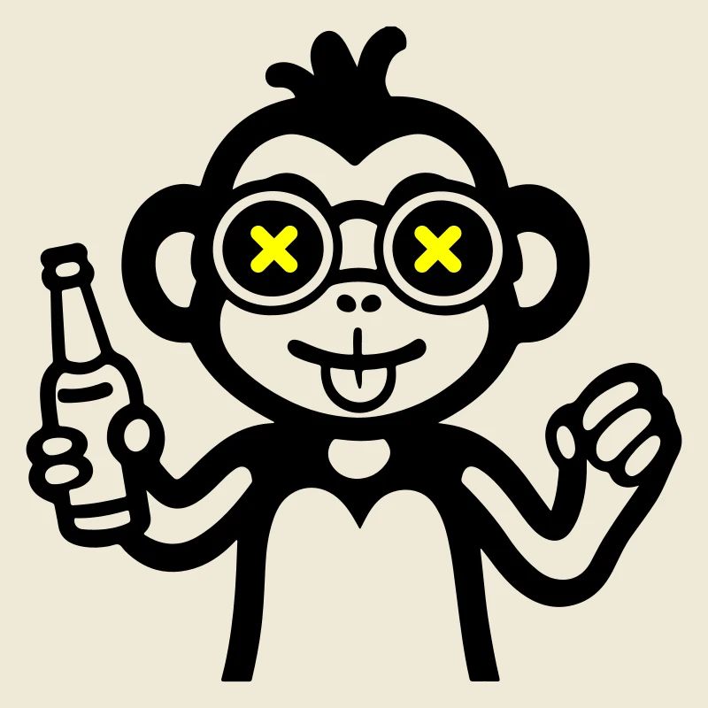 Monkey Drinking Funny Beer