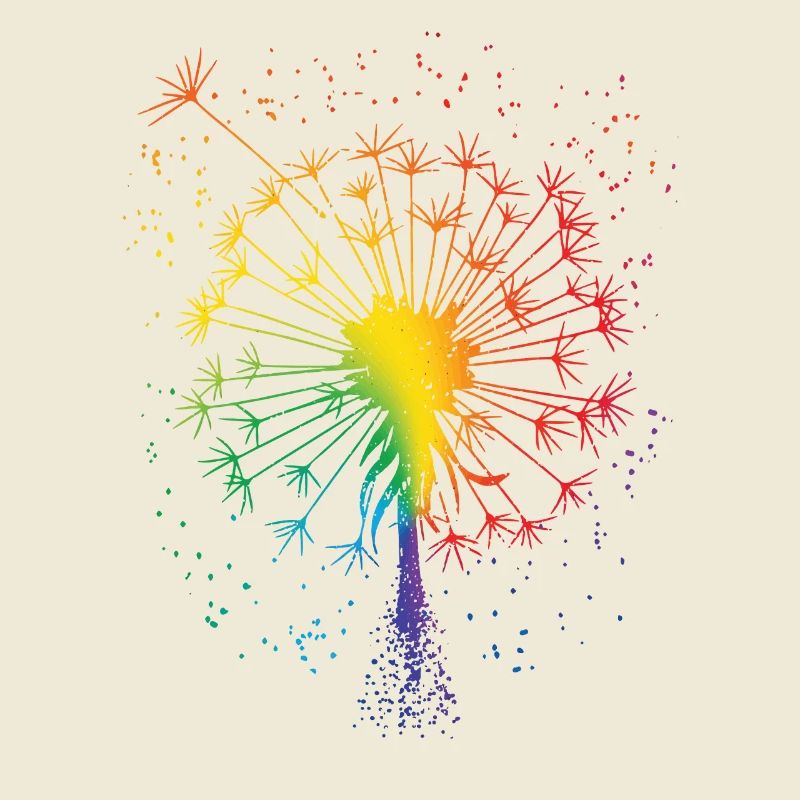 PustFlower Tattoo Dandelion Rainbow Dandelion
