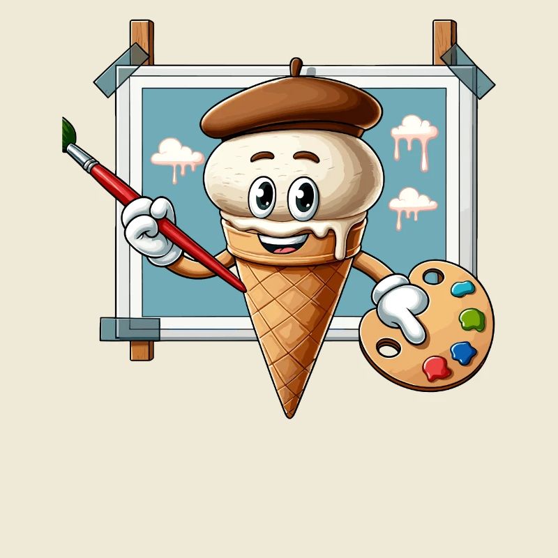 Peintre de crème glacée créatif avec palette de couleurs