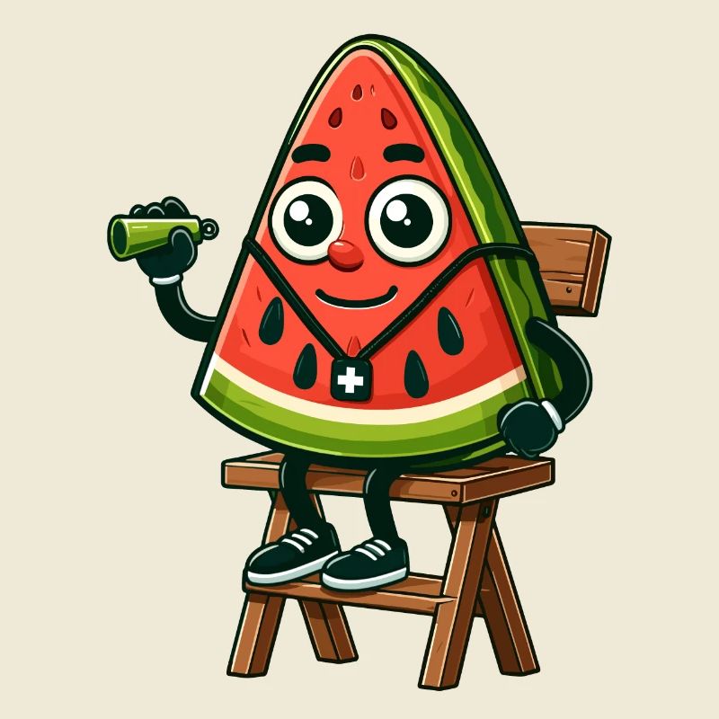 Personnage de pastèque sauveteur