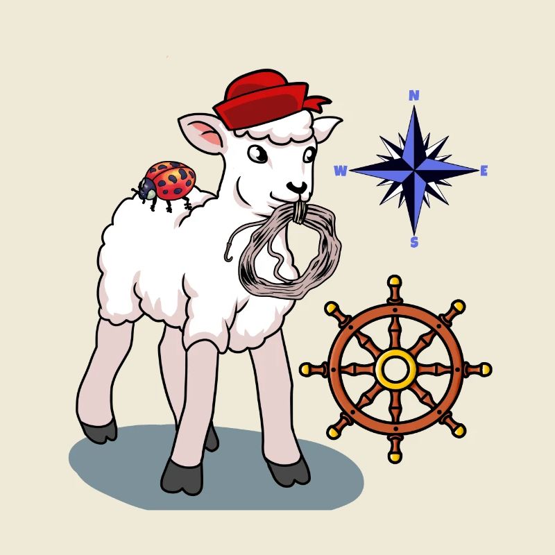 maritime sheep sheep sailor steering wheel compass