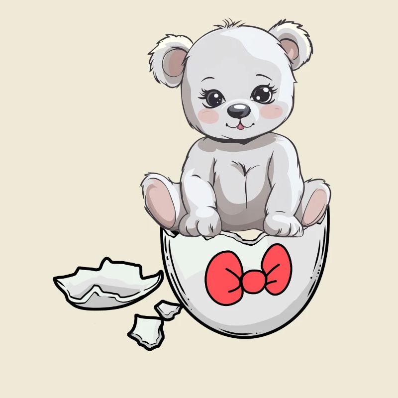 Teddy Bear Birth Baby Eggshell Hatch