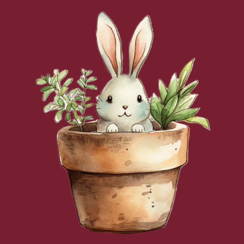 Lapin dans un pot de fleurs - pour la classe lapin