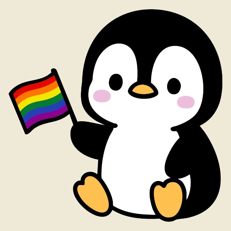 Pinguin mit Regenbogenfahne