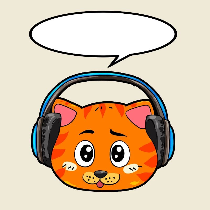 Katze mit Kopfhörer