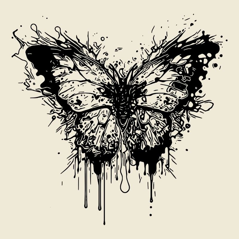 Papillon Tattoo Ink Splash Style