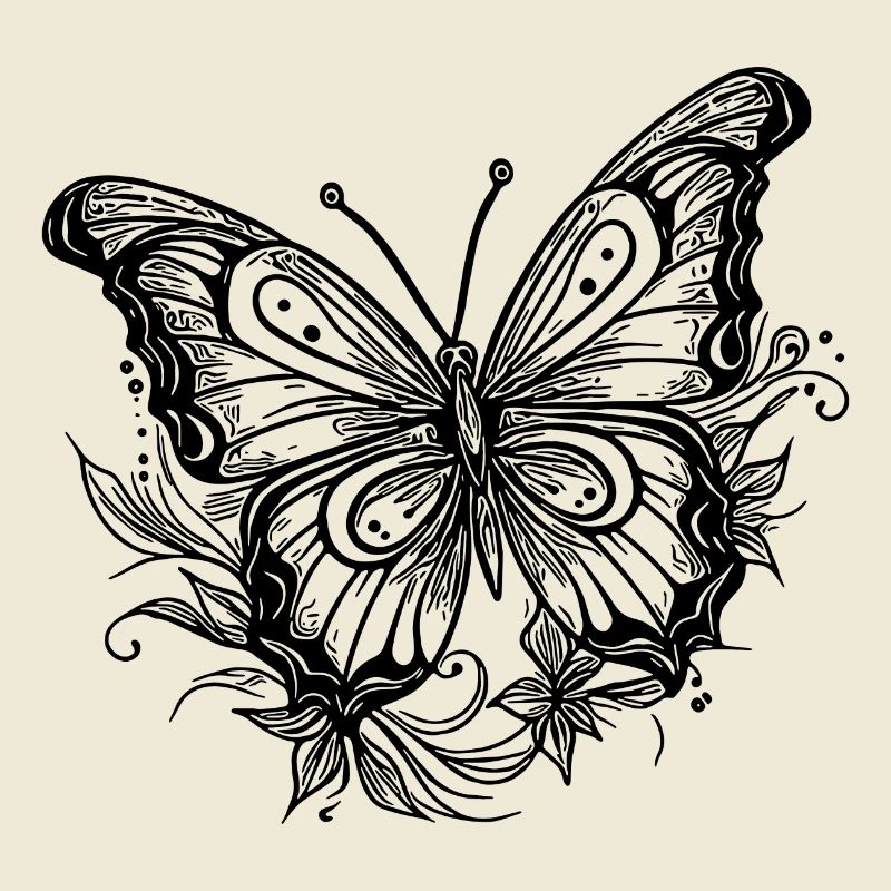 Style Tatouage de fleur Papillon