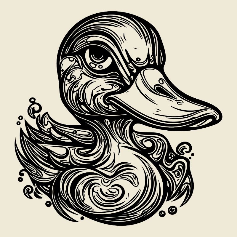 Mignon petit canard vintage avec un énorme bec