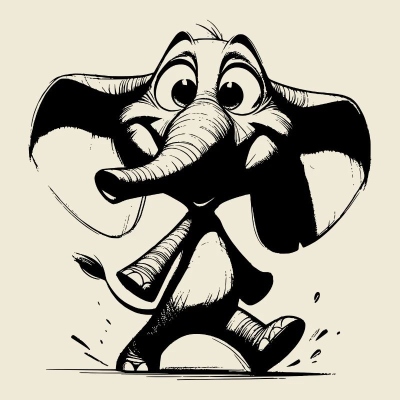 Drôle d’éléphant, trompe énorme et grandes oreilles