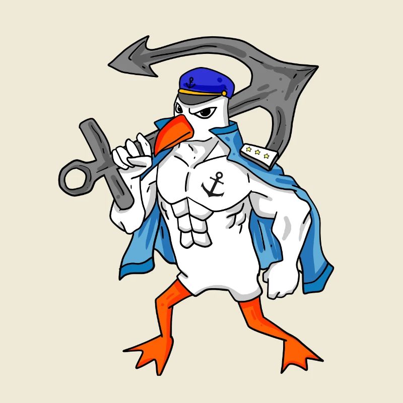 Möwe mit Anker