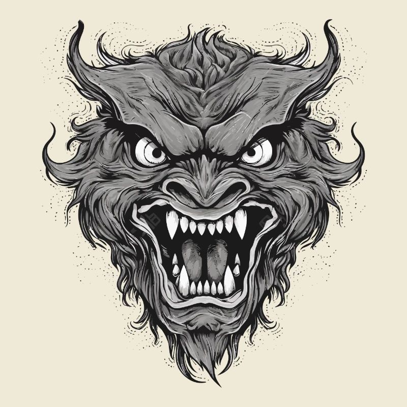 Wild werewolf with nasty teeth, sharp teeth