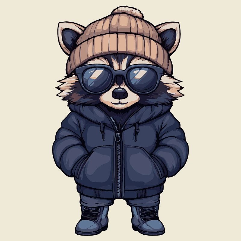 Waschbär Cool Comic