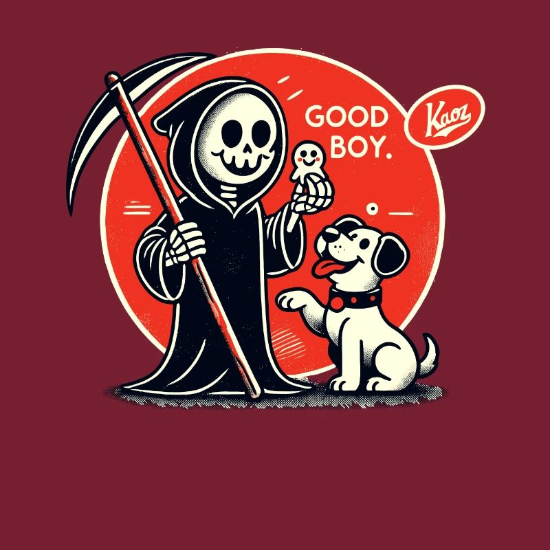 Sensenmann spielt mit Hund: Guter Junge