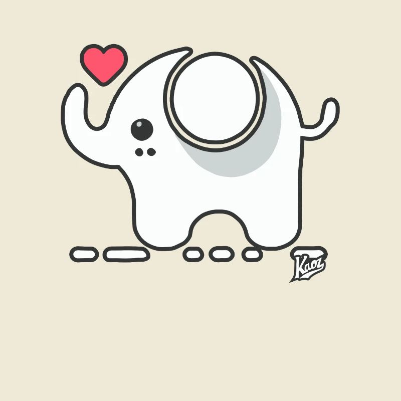 Little cute elephant with love and heart