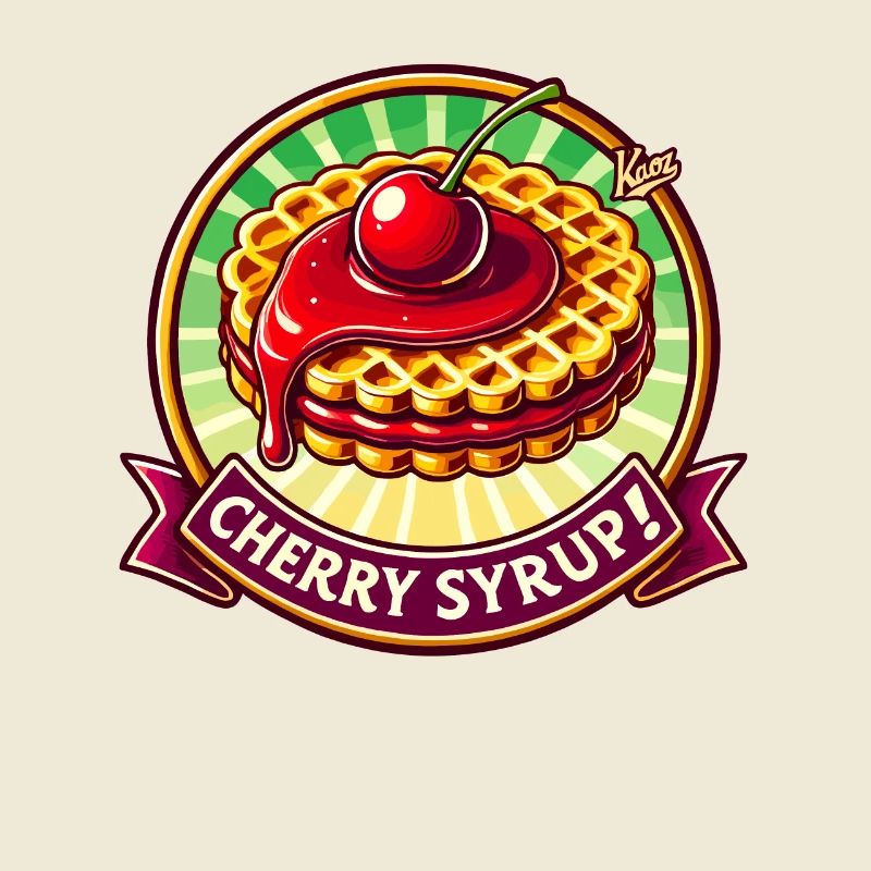 Waffles with cherry and syrup