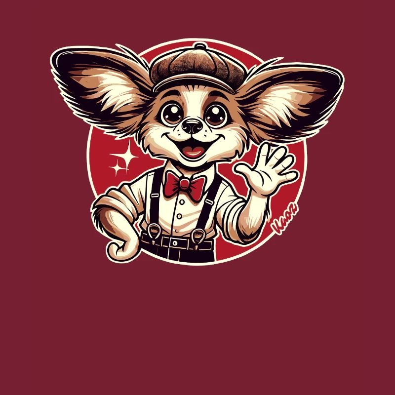 Lustiger Retro-Papillon-Hund