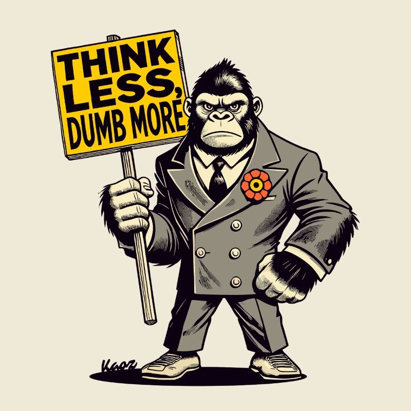 Think less, more stupid gorilla in a suit