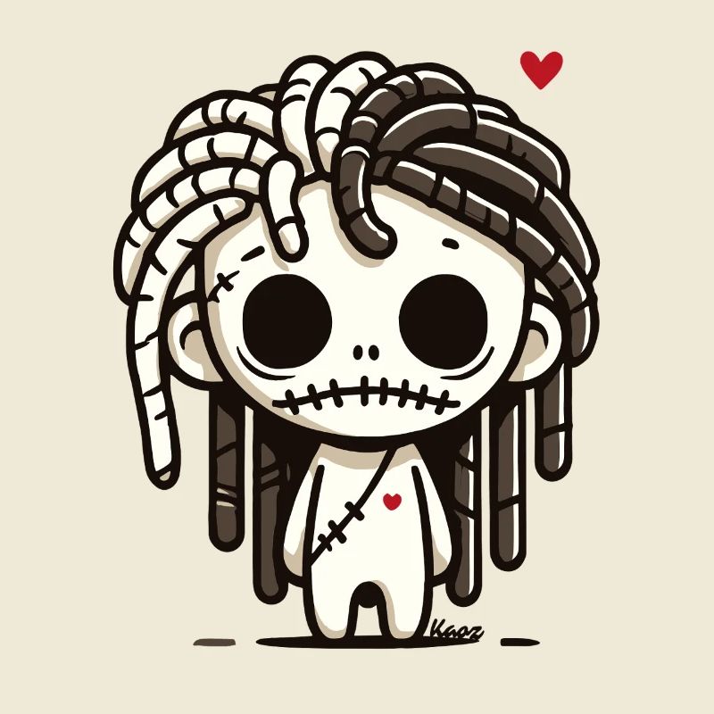 Kleiner Voodoo-Zombie mit Dreadlocks