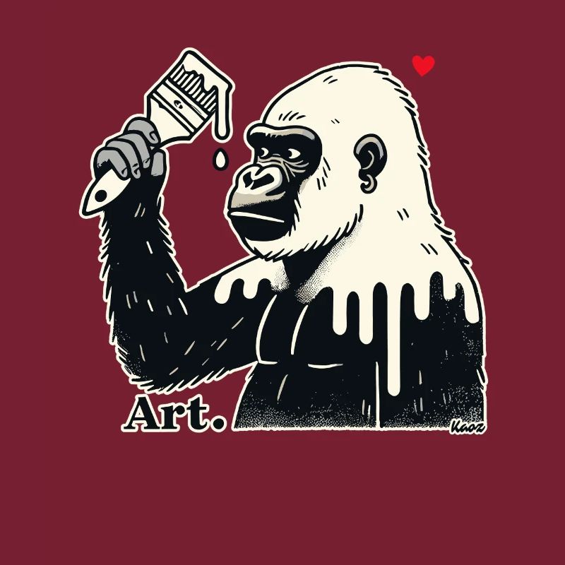 Gorilla Künstler, Kund mit Pinsel und Farbe