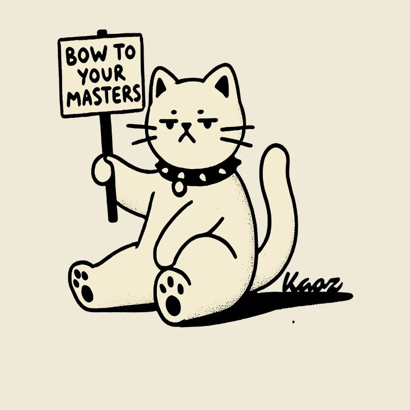 Chat protestataire sarcastique – Arc-en-avant !