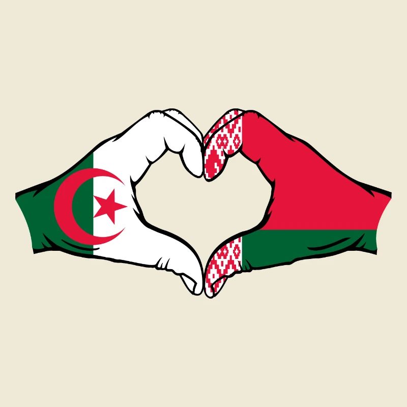 Algérie Biélorussie Drapeau Mains Coeur Forme