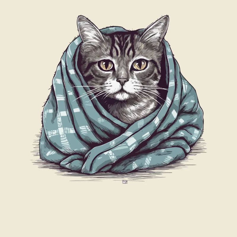 Chat dans une couverture