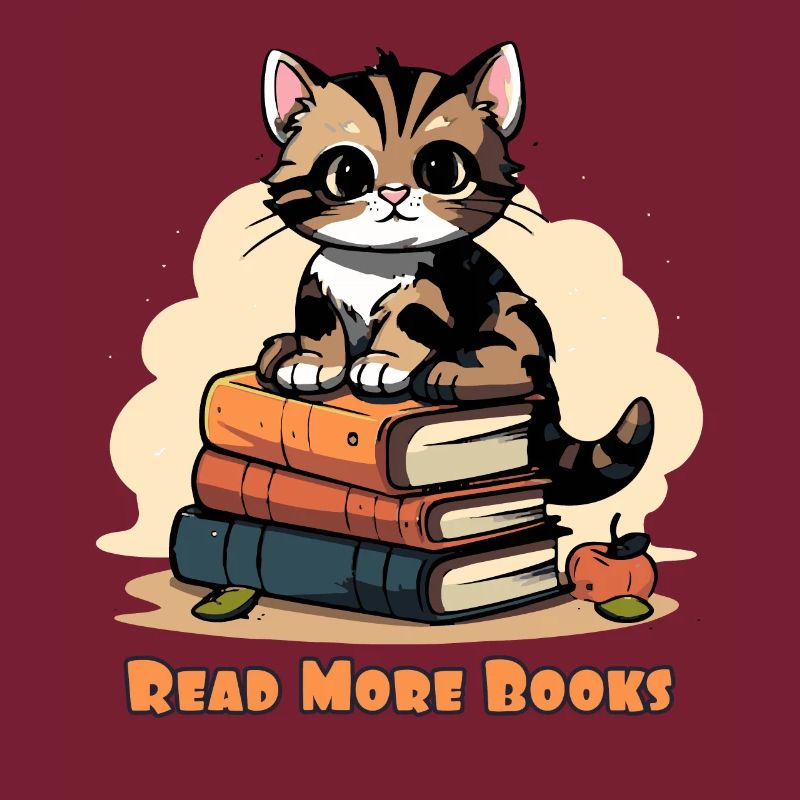 Süße Katze mit Buch, lest mehr Bücher