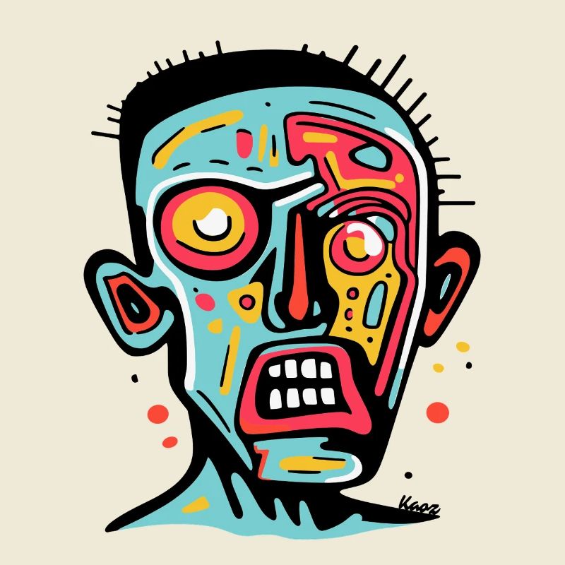 Visage coloré dans un style de bande dessinée abstraite