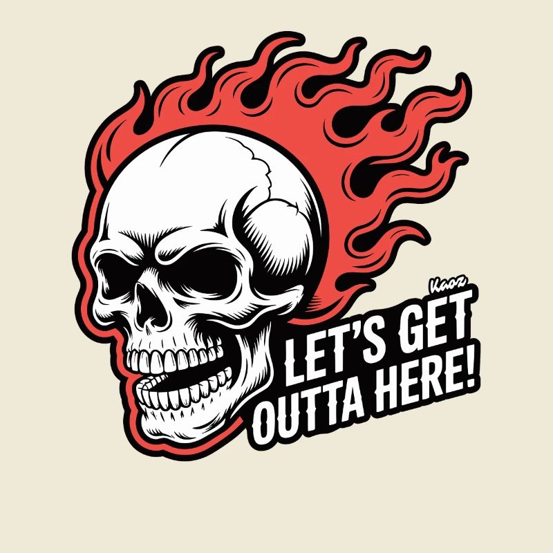 Flammen und Totenkopf: Lass uns hier abhauen