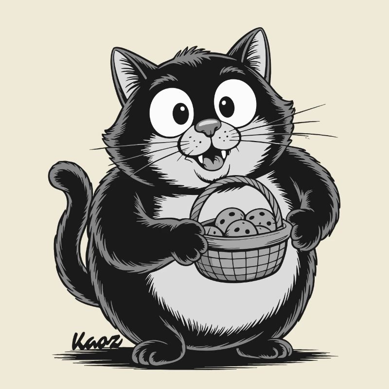 Gros chat avec des collations aux biscuits