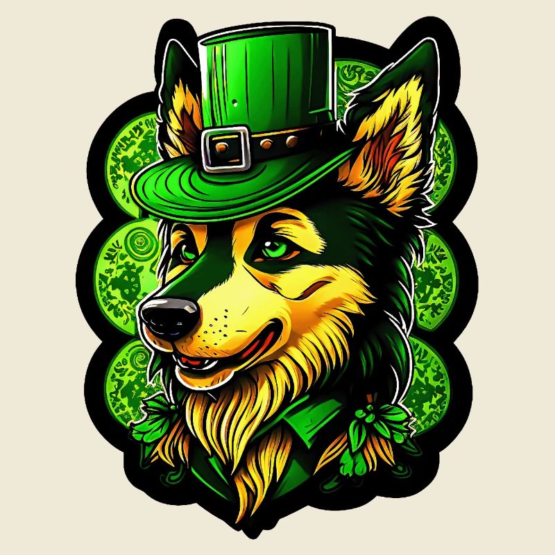 Knuddeliger Wolf St. Patrick's Day Hut mit grünen