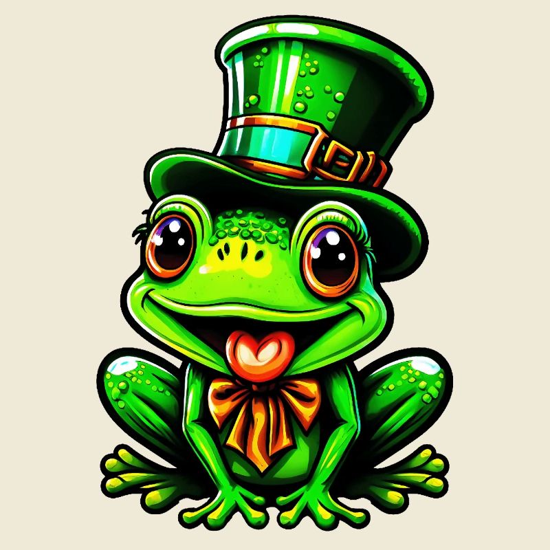 Grenouille câline avec chapeau haut de forme de la Saint-Patrick