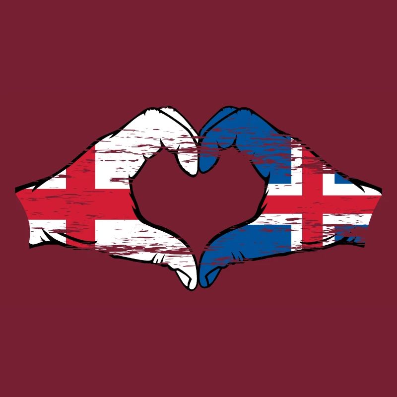 Angleterre Islande drapeau mains forme coeur utilisé