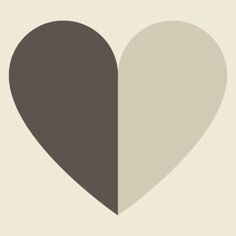 Two-tone heart brown-beige