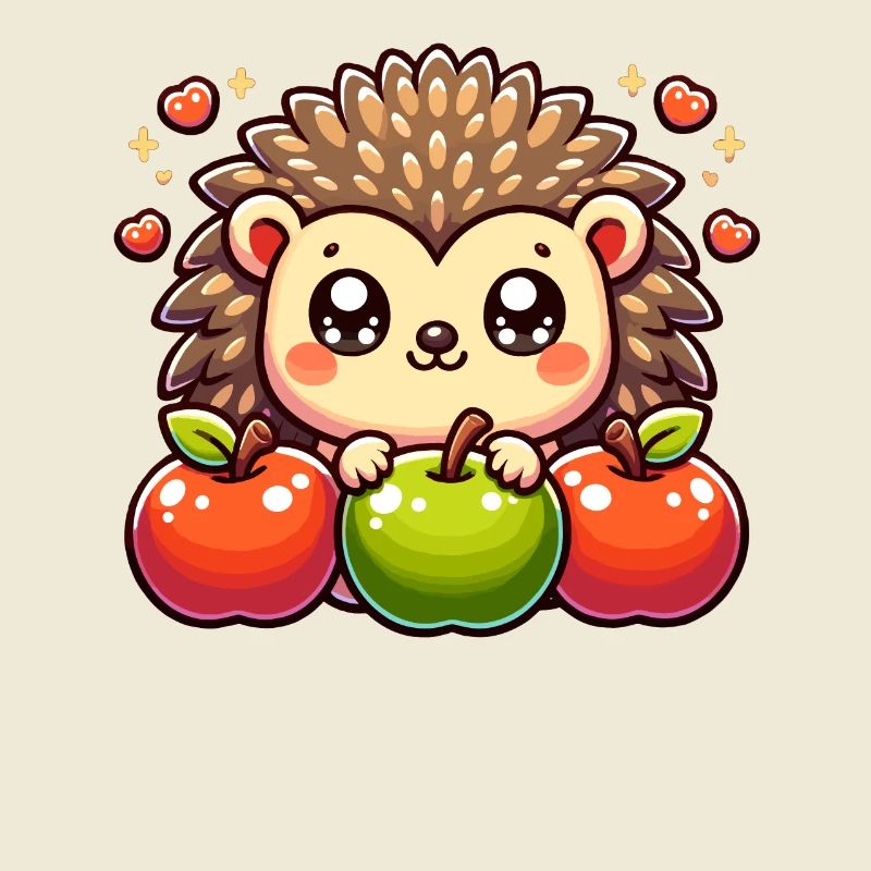 Hedgehog With Apples Unique Nature Design