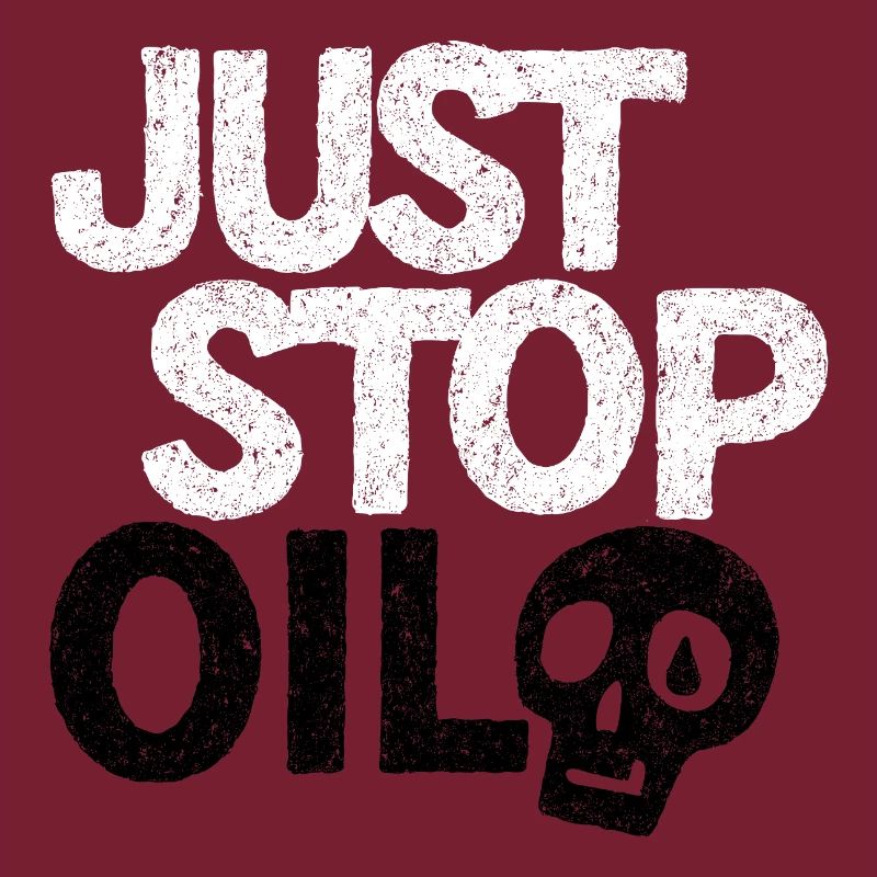 Auffällige „Just Stop“-Protestgrafik