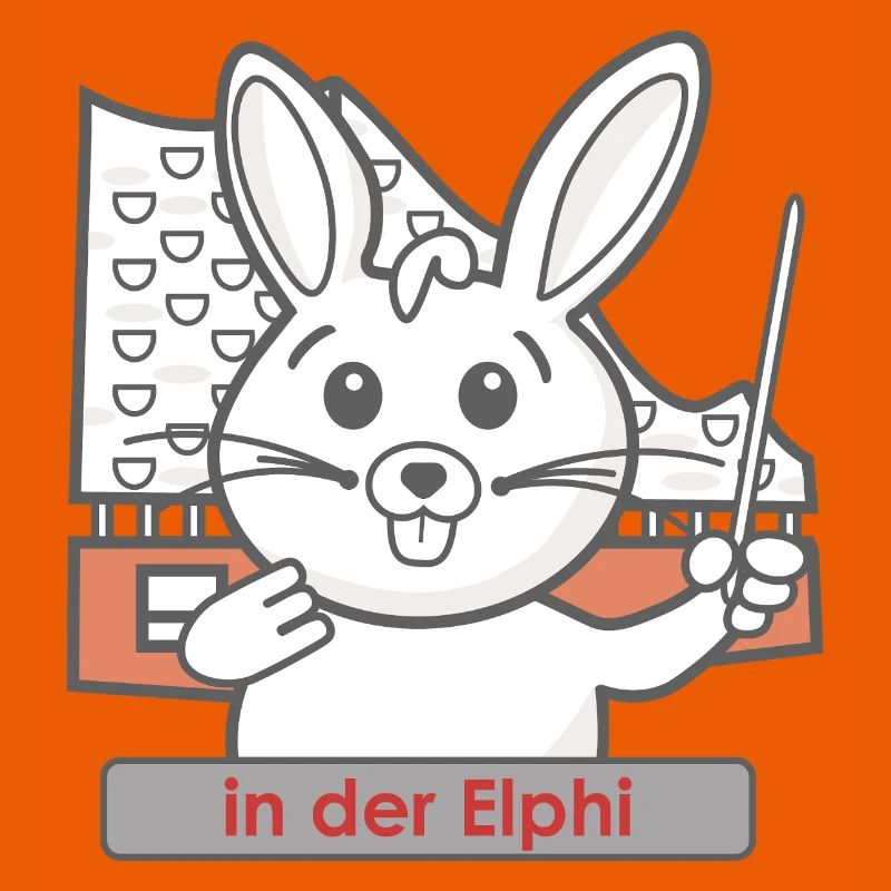 Cartoon Hase als Dirigent in der Philharmonie