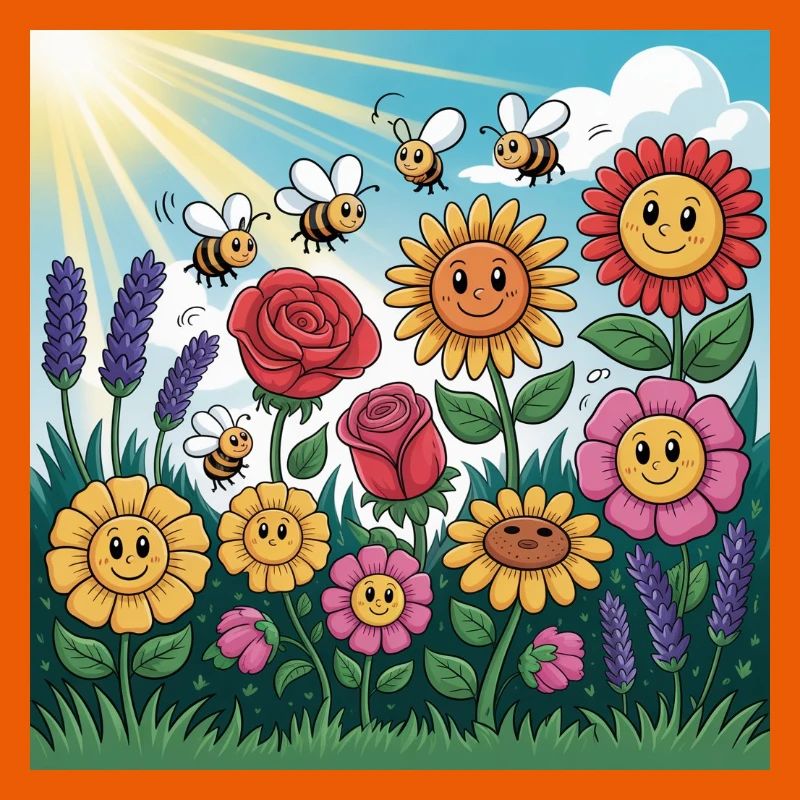 Sonnenblumengarten mit Biene