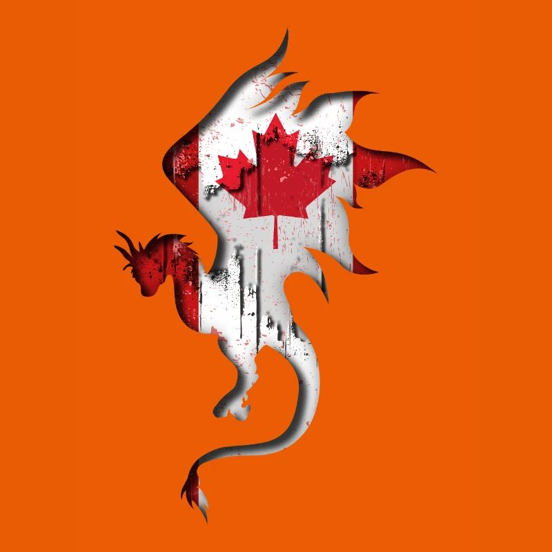 Drapeau du Canada - Canada - Silhouette de dragon