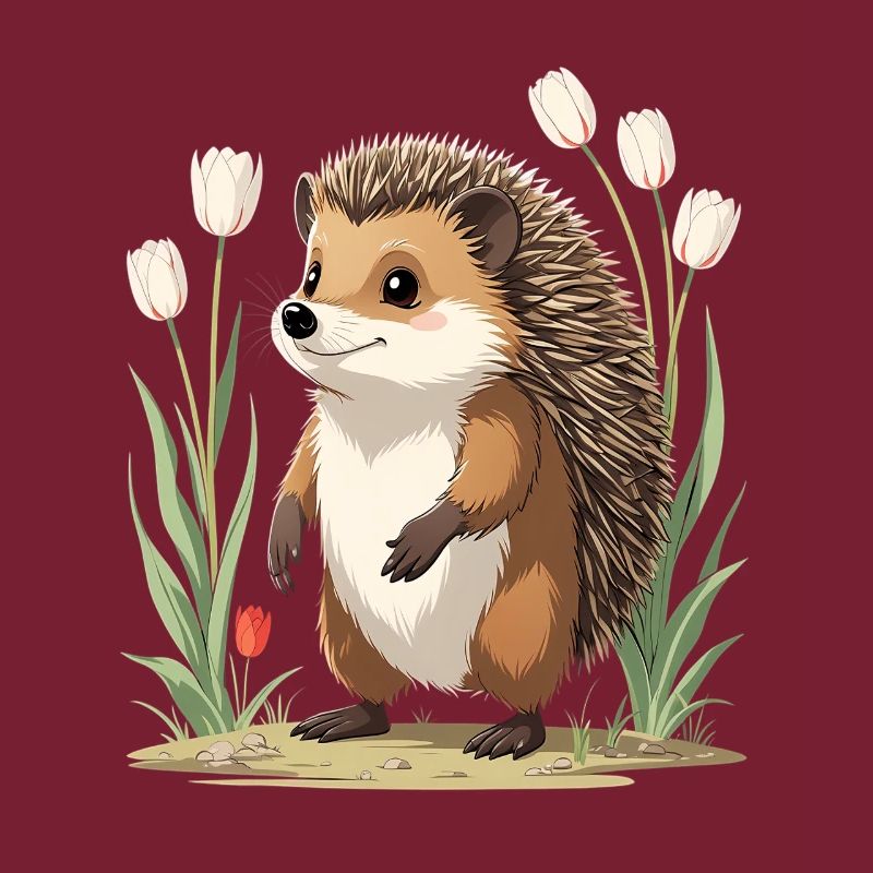Igel im Tulpenbeet