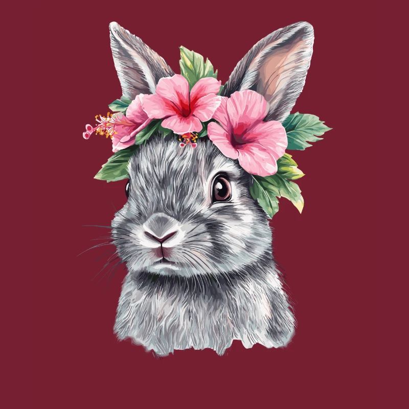 Rabbit with flower wreath