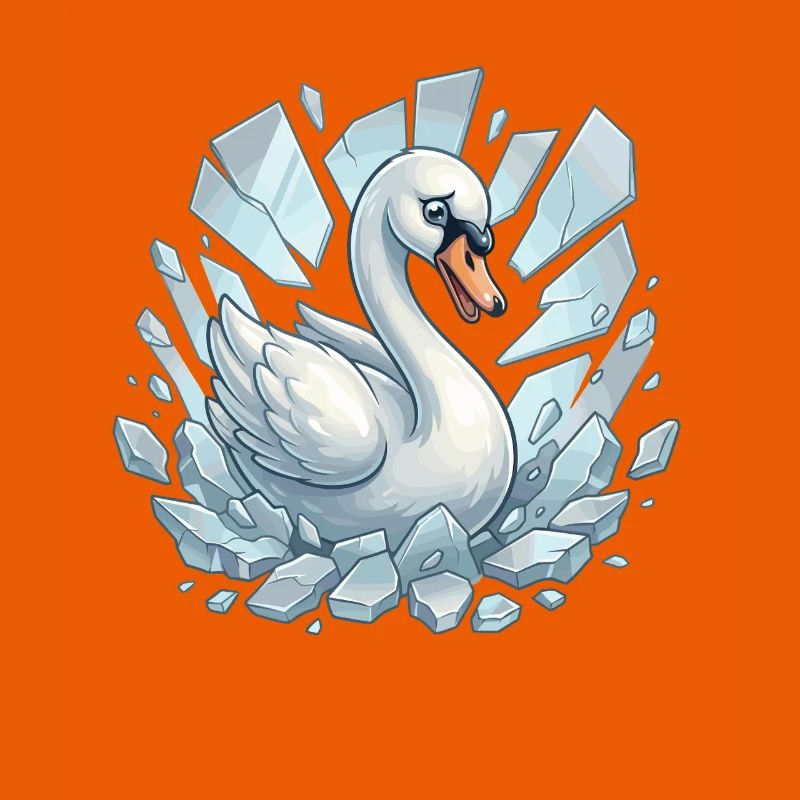 Schwan bricht durchs Eis