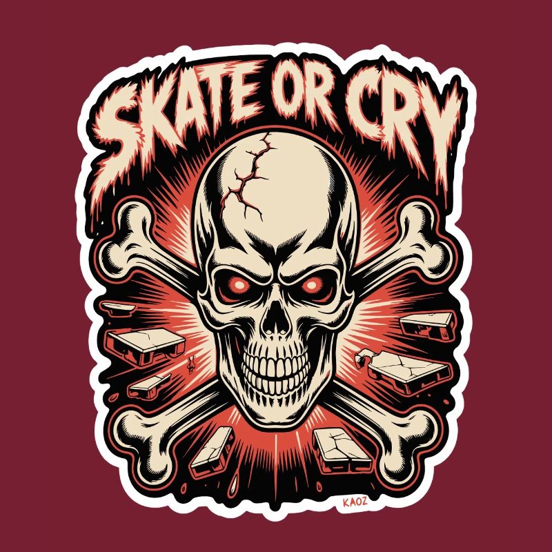 Skate- oder Cry-Skull-Tee-Design