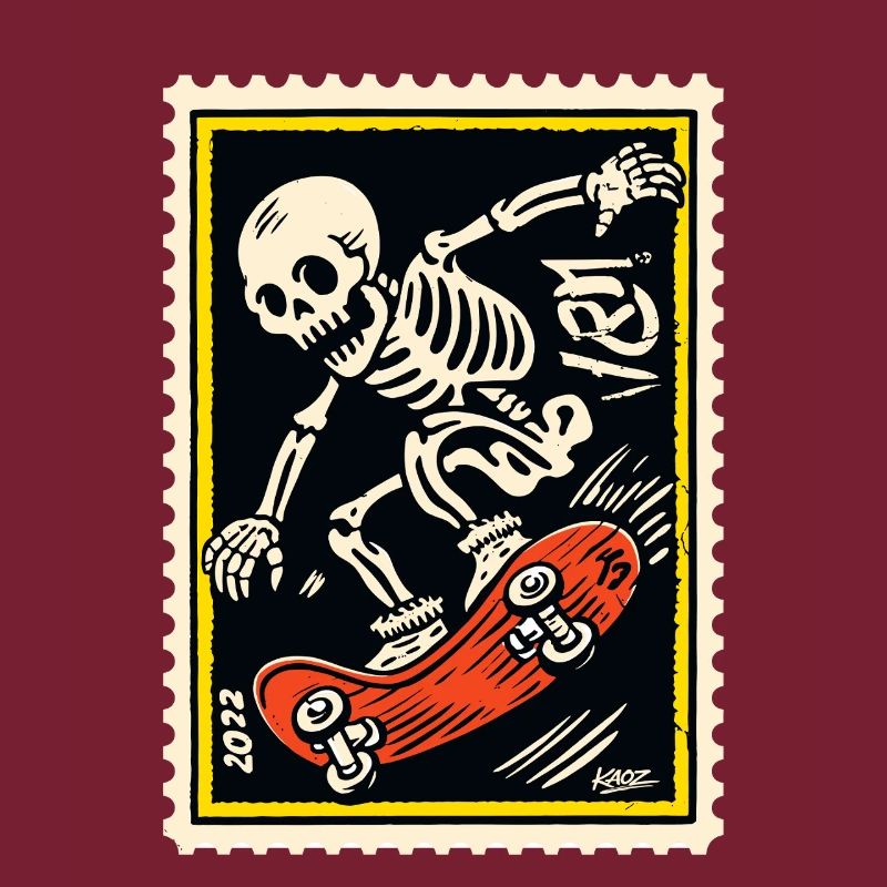 Skeleton Skater on Skateboard