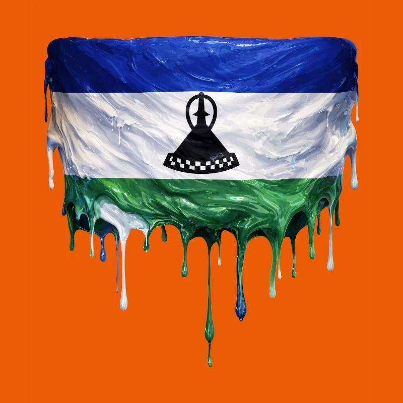 Lesotho Flag in Drop Art