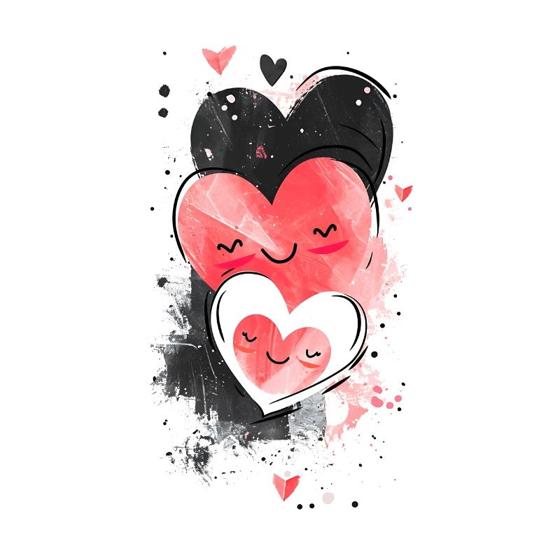 Three Happy Heart Faces | Cute and Content.